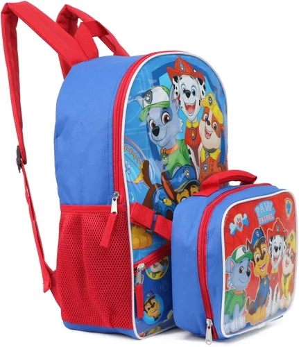 Vista 4 de Nickelodeon Mochila con almuerzo de Paw Patrol para niños (azul claro/rojo)