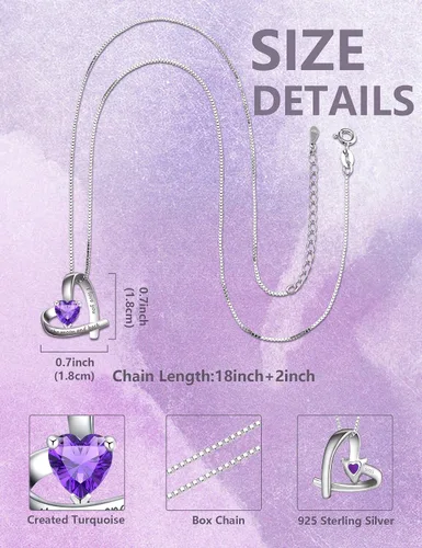 Vista 4 de HXZZ Fine Jewelry - Collar con colgante de plata de ley con topacio azul suizo, amatista, citrino, peridoto y ópalo, regalo para mujer, Gema