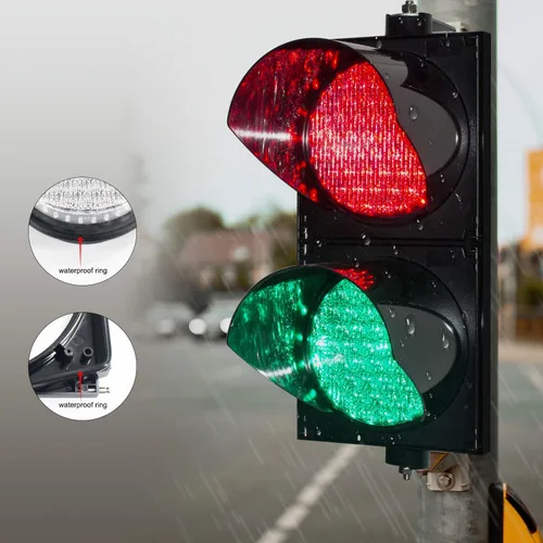 Vista 2 de BBMi DC9-36V 200mm (8inch) Señal de tráfico de Stop & Go rojo/verde, IP65 impermeable industrial advertencia LED luz de parada