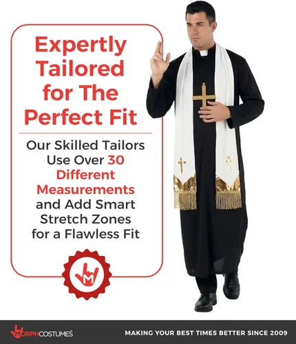 Vista 4 de Morph, Disfraz de sacerdote para hombre, traje de sacerdote, disfraces