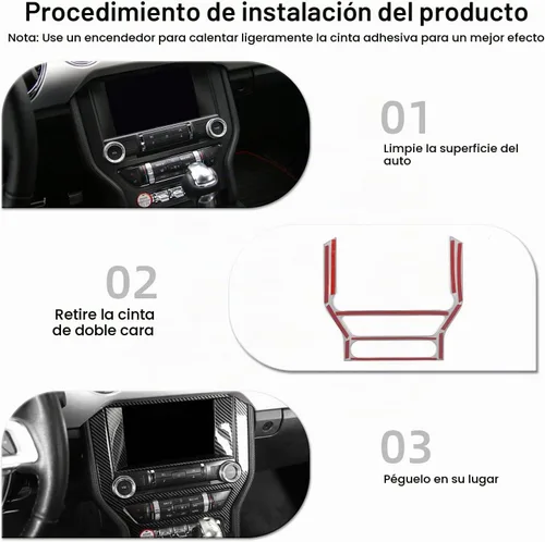 Vista 5 de CheroCar para Mustang Cubierta del Marco del Panel de Pantalla de Navegación de Consola Central Moldura Accesorios de Decoración Interior Compatible