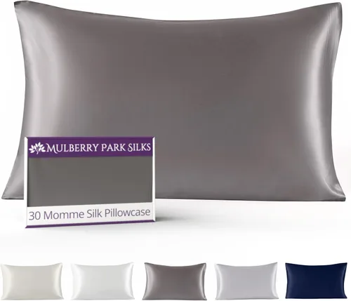 Vista 6 de Mulberry Park - Funda de almohada de seda de morera 100 % pura, 30 momme, tejido Charmeuse de lujo para cabello y piel, funda de almohada de seda