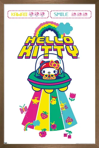 Vista 16 de Trends International Hello Kitty: 22 Kawaii Arcade - Póster de pared de alienígena, 22.4 pulgadas de largo x 14.7 W, versión enmarcada de madera