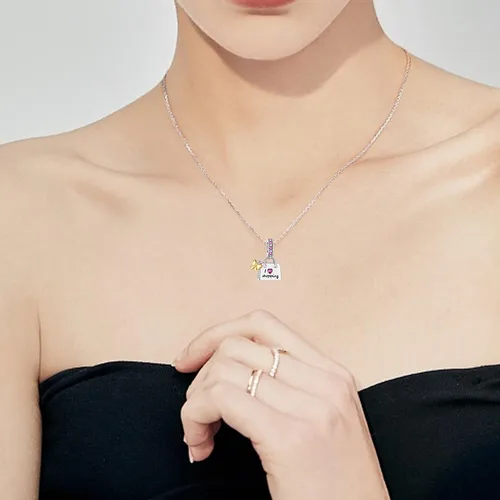 Vista 4 de Abalorio de plata de ley 925 para madre, hija, abuela, para familia, amor, madre, hija, abuela, para pulseras, collares, dijes, abalorios, joyería