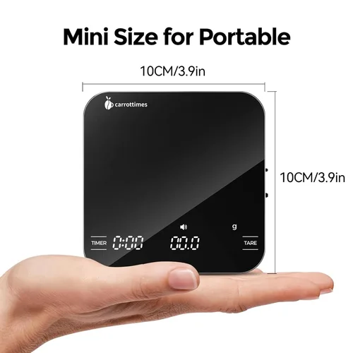 Vista 12 de Mini báscula de café recargable con temporizador, escala de espresso de precisión de 4.4 lbs/0.004 oz, báscula de café digital portátil con 4 modos