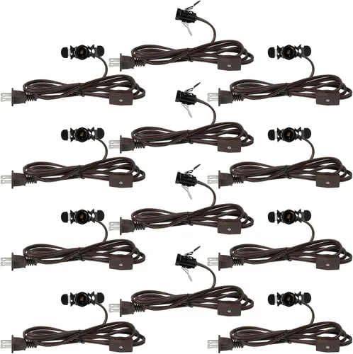 Vista 8 de Macarrie 2 piezas de repuesto de cable de lámpara de sal individual para aldea de Navidad, enchufe de bombilla con cable E12 con enchufe