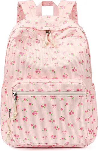 Vista 12 de mibasies Linda mochila escolar y de pana preppy para niñas Arco beige
