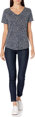 Vista 5 de Tienda Essentials - Camiseta de manga corta con cuello en V para mujer, corte clásico, 100% algodón, 2