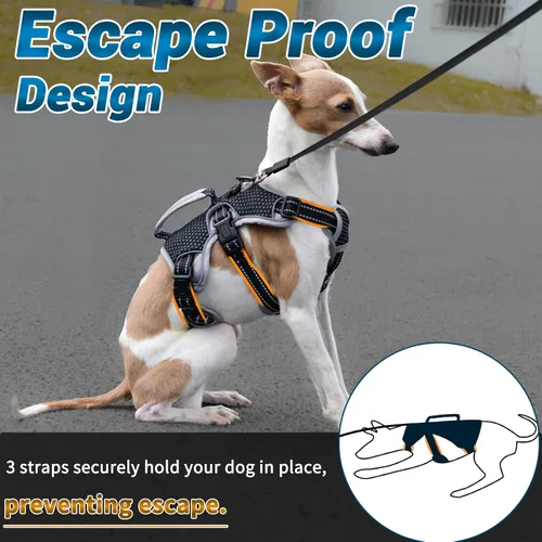 Vista 2 de Arnés de perro multiusos con soporte, arnés reflectante a prueba de escapes sin tirones ajustable con asa duradera, arnés para caminar para perros