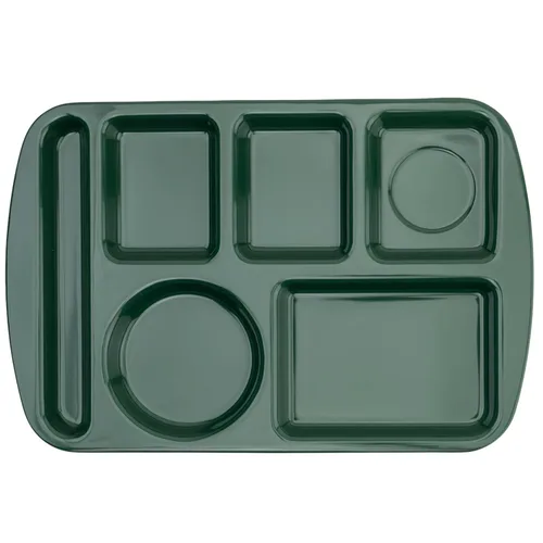 Vista 23 de G.E.T. Bandeja escolar para cafetería con 6 compartimentos, para zurdos, 10 x 14 pulgadas, verde bosque (paquete de 4)