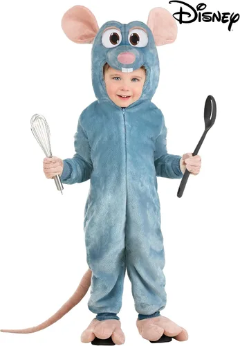 Vista 5 de Toddler Disney Pixar Ratatouille Remy Halloween Costume Hooded Jumpsuit with Gloves and Shoe Covers for Dress-Up Fun