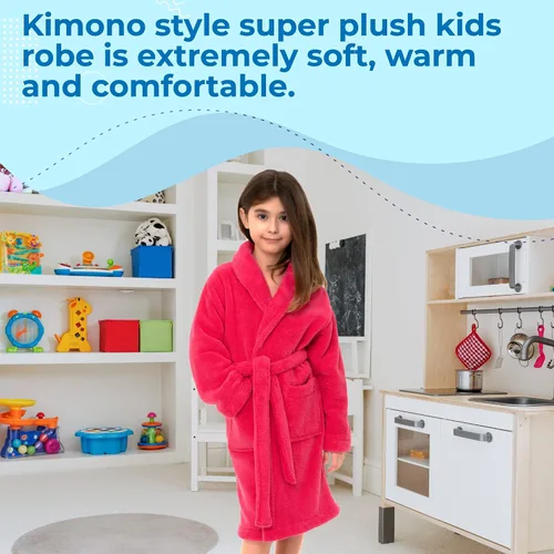 Vista 5 de TowelSelections Bata para niña. Bata de baño de polar, para niños. Hecha en Turquía.