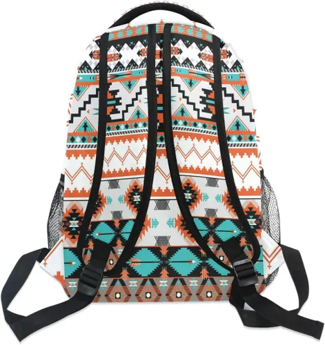 Vista 5 de AUUXVA Mochila geométrica étnica azteca para viajes, escuela, bolsa de hombro para niños, niñas, mujeres y hombres, Azteca #01, Viajar