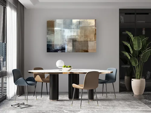 Vista 6 de Baisuart A61269 - Impresiones en lienzo de arte abstracto para pared, pinturas impresas en gris y marrón, lienzo estirado con marco de madera