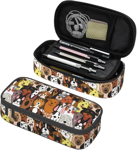 Vista 16 de Estuche organizador de lápices con patrón de gato negro, gran capacidad, papelería con cremallera, suministros escolares, bolsa para lápices