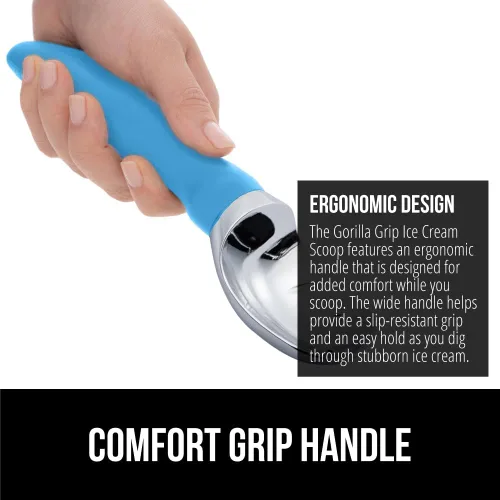 Vista 3 de Cuchara para helado premium de Gorilla Grip, apta para lavavajillas, con un mango de agarre cómodo, diseño resistente y duradero. Herramienta