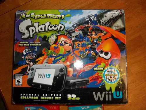 Vista 6 de Nintendo Wii U 32GB Console Splatoon Special Edition Bundle - Black