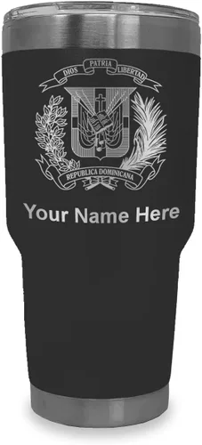 Vista 33 de LaserGram Taza aislada al vacío de 20 onzas, escudo de armas, República Dominicana, grabado personalizado incluido (gris)