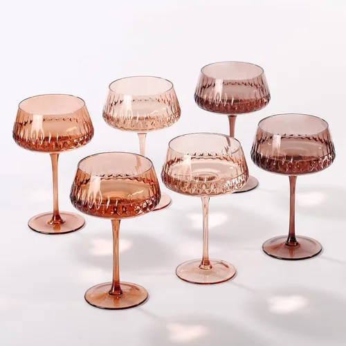 Vista 8 de Juego de 6 vasos de color de Martini de 14 onzas, vasos de cóctel de Martini, copas de cóctel Coupé Martini, copas de cóctel Coupe Martini, regalos