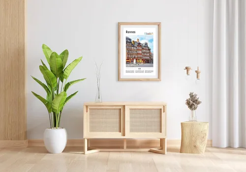 Vista 2 de Impresión de Rennes, póster de Rennes, arte de pared, pintura al óleo, póster colorido de la ciudad, impresión de ciudad, obras de arte de viaje