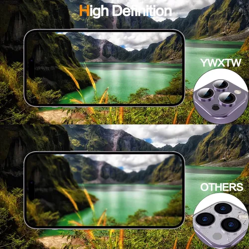 Vista 4 de YWXTW Protector de lente de cámara de vidrio templado para iPhone 14 Pro Max, protección de cobertura completa 3D, tecnología de círculo nocturno