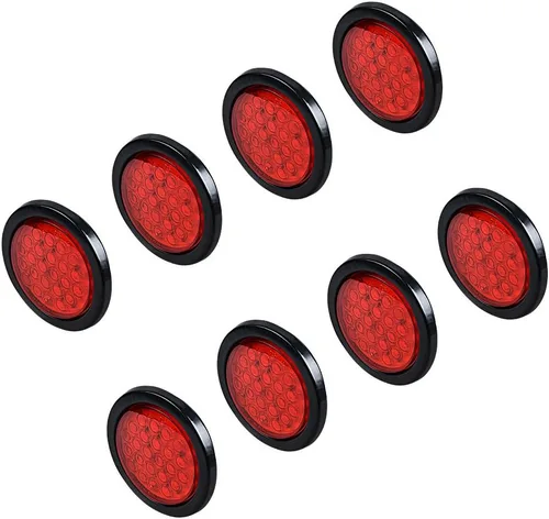 Vista 27 de Astra Depot Juego de 4 unids rojo 4 "redondo 12 LED Stop Running Luz trasera Ojal Plug para vehículo largo camión remolque