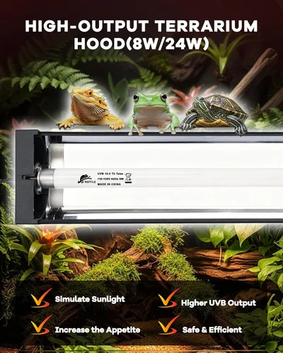 Vista 2 de Luz UVB para reptiles de 24 W, T5 UVB para reptiles HO Kit combinado con tarjetas de sensor de prueba, barra de luz de reptiles de alto rendimiento