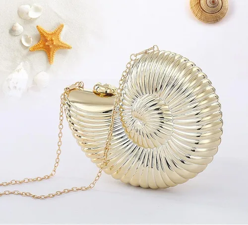 Vista 2 de QZUnique Conch - Bolso bandolera con correa de cadena para mujer, de acrílico