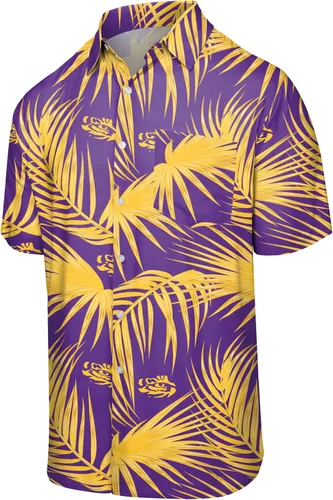 Vista 7 de FOCO NCAA Mens NCAA College Team Logo Floral Tropical Hawaiian Button Up Shirt