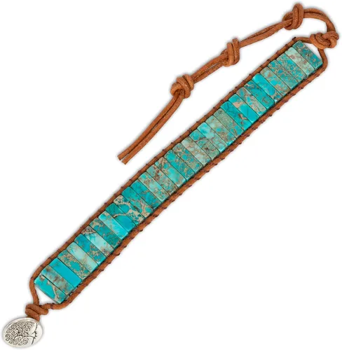 Vista 3 de SPUNKYsoul Pulsera de cuero con cuentas bohemias hechas a mano para mujer