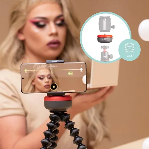 Vista 2 de JOBY Cabezal electrónico giratorio Bluetooth, control de movimiento, base motorizada para teléfono móvil, panorámica de video, montaje en trípode