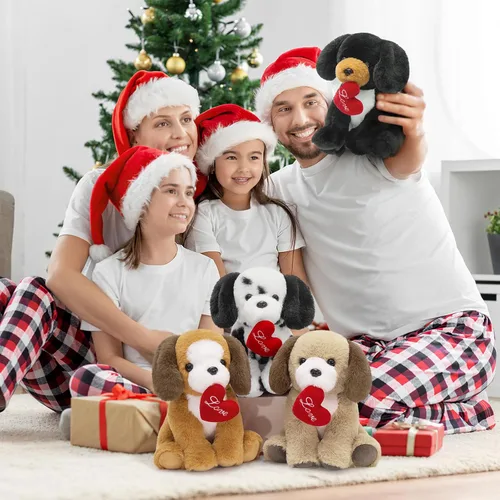Vista 8 de Muiteiur 4 Piezas de Animales de Peluche de Perros, 8 Pulgadas Peluches de Perros a Granel con Corazón, Juguetes de Peluche Suaves de Cachorros