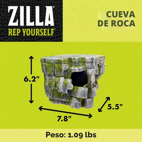 Vista 2 de Zilla cueva de roca de decoración vertical 8.75 x 5.875 x 7.25 pulgadas, gris