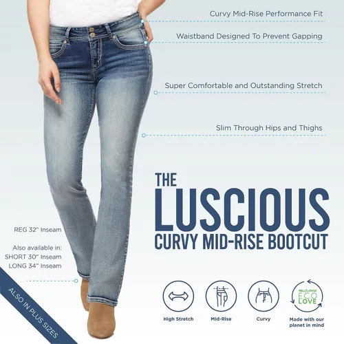 Vista 4 de WallFlower Jeans elásticos Insta para mujer con corte de bota y curvas