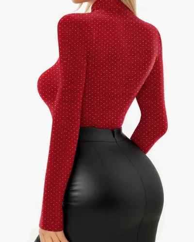Vista 58 de MANGOPOP - Enterizo para mujer, manga larga, cuello de tortuga, cuello alto falso, estilo top