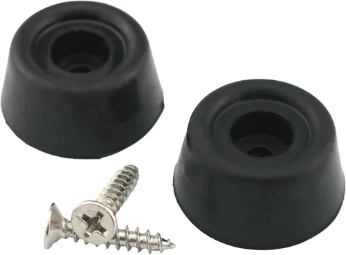 Vista 2 de 4 piezas de taco de piscina protector de tope con 4 tornillos 1.063 x 1.181 x 0.512 in de goma de fondo plano para taco de piscina parachoques