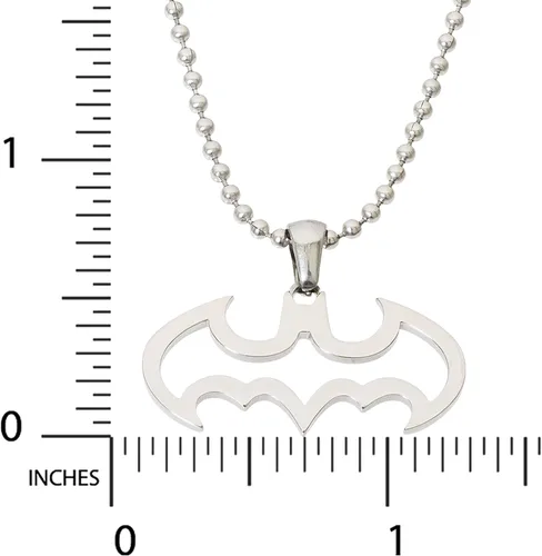 Vista 2 de DC Comics Batman Jewelry, collar con colgante de acero inoxidable, cadena de bola de 16.0in