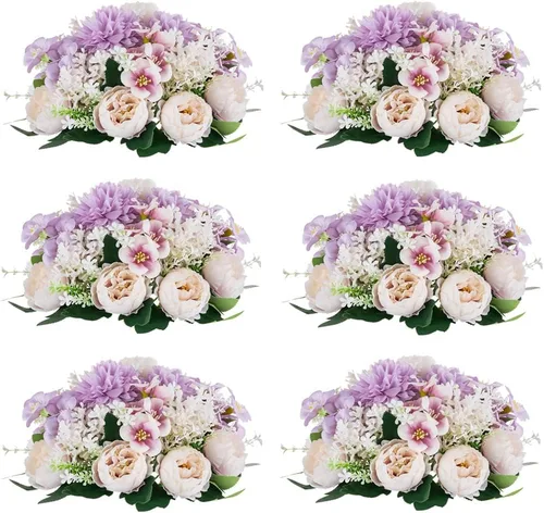 Vista 12 de Bolas de flores artificiales para centros de mesa: 2 piezas de rosas rojas para centros de mesa, arreglos florales, centro de mesa para bodas