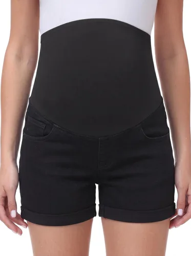 Vista 11 de Foucome Pantalones cortos de mezclilla de maternidad con dobladillo 135 azul oscuro