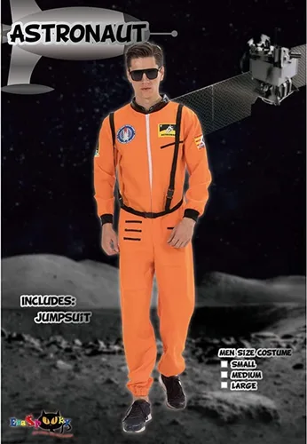 Vista 3 de EraSpooky Disfraz de astronauta para hombre disfraz de Halloween para adultos tallas XS-XL para fiesta de disfraces y cosplay color naranja y blanco