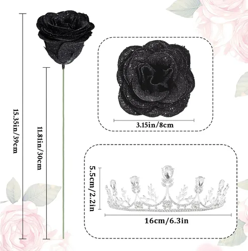 Vista 4 de Waipfaru Ramo de rosas con purpurina, regalos de cumpleaños para mujeres y madres, ramo de flores falsas con letreros de cumpleaños, 36 rosas negras