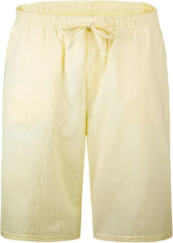 Vista 3 de YKB Pantalones cortos de lino para hombre, de algodón, casuales, ligeros, para entrenamiento, gimnasio, yoga, pantalones cortos para hombres