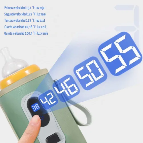 Vista 3 de Cubierta de aislamiento portátil para calentador de botellas, protector de calor de leche para bebés con ajuste de temperatura, calentador USB
