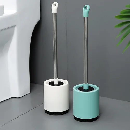 Vista 5 de Escobilla de inodoro para el hogar, cepillo de limpieza de inodoro de acero inoxidable, cepillo de mango largo para baño, 360°, sin ángulo muerto