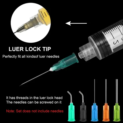 Vista 6 de Paquete de 30 jeringas Luer Lock de 0.0 fl oz sin aguja, jeringas de plástico de 1 cc selladas individualmente estériles con tapas de punta, sin