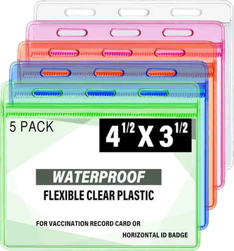 Vista 7 de Portatarjetas de vacunación de los CDC, impermeable, sellable, de plástico transparente, horizontal, para tarjetas de identificación horizontales