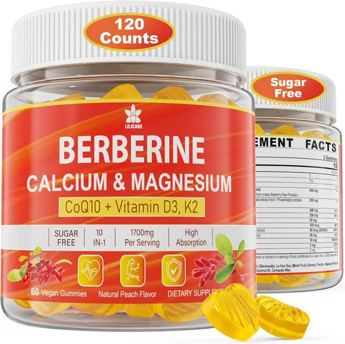 Vista 2 de LILICARE Paquete: Gomitas de suplemento de berberina y gomitas de inositol Ideal 40:1 Proporción Myo y D-Chiro Inositol Suplemento