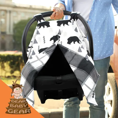 Vista 6 de Dear Baby Gear Funda de asiento de automóvil para bebé, toldo portador para recién nacidos, regalo del día de la madre para madres, manta de baby