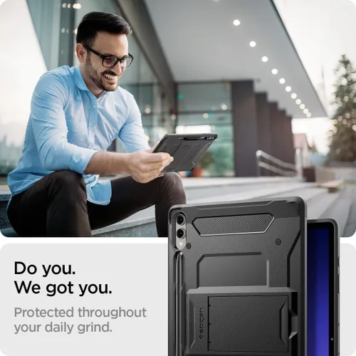Vista 3 de Spigen Funda rígida protectora para Galaxy Tab S10 Plus (2024), Galaxy Tab S9 Plus (2023), Tough Armor Pro con soporte y soporte para S Pen, 12.4