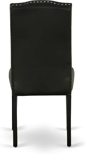 Vista 9 de East West Furniture SHEN3-BLK-69 - Juego de mesa de cocina de 3 piezas contiene una mesa de comedor redonda con pedestal y 2 sillas de comedor